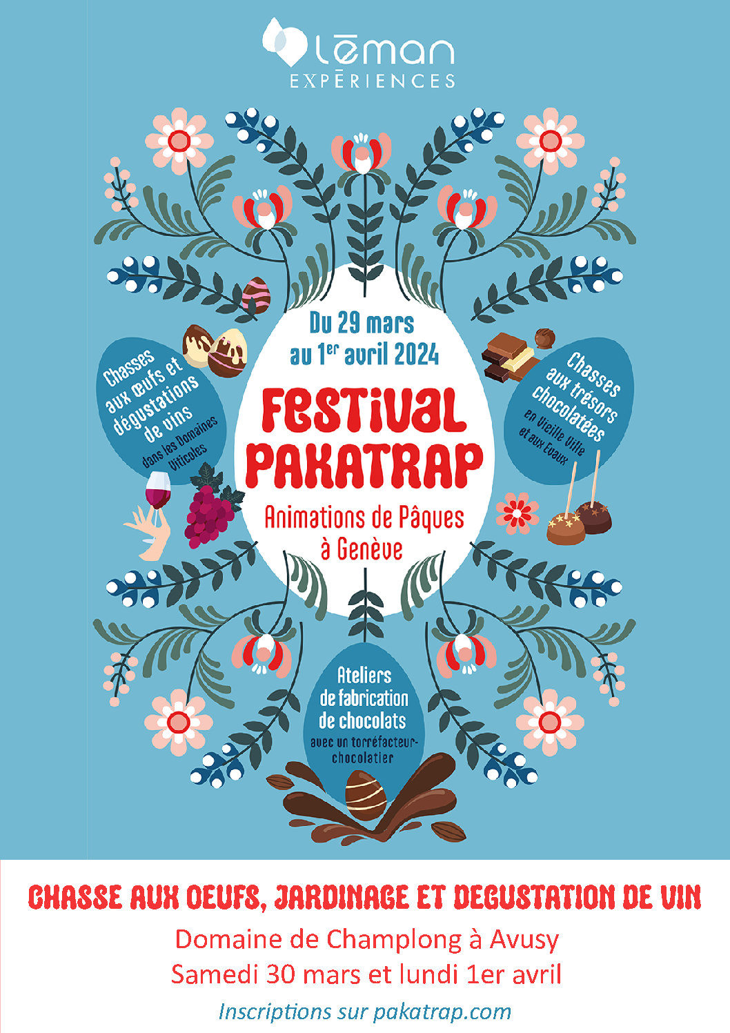 Festival Pakatrap – Chasse aux œufs, atelier jardinage et dégustation de vins à Avusy