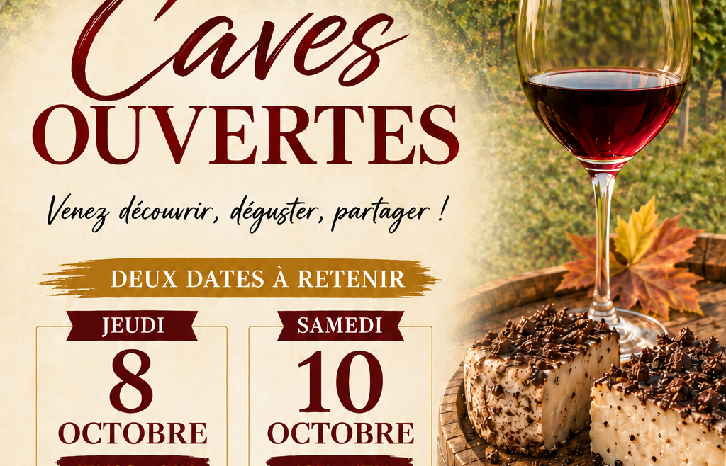 Rendez-vous les 8 et 10 octobre pour nos journées caves ouvertes et tommes au marc !