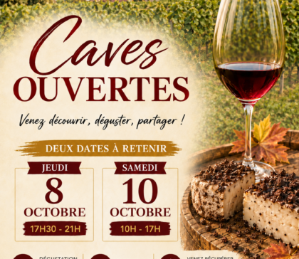 Rendez-vous les 8 et 10 octobre pour nos journées caves ouvertes et tommes au marc !